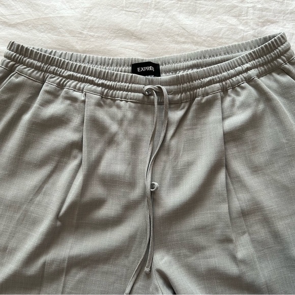 EXPRESS Womens Grey High Waisted Pleated Ankle Pant Drawstring Dress Casual Sz L - Picture 9 of 11